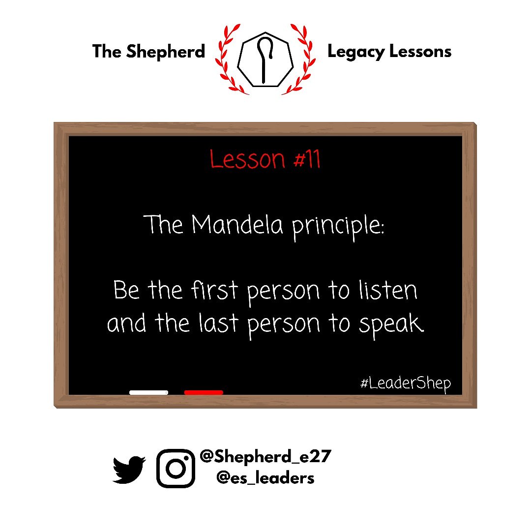 Value the opinions and voices of those around you first. They're more likely to hear what you say in the end. 
#LeaderShep #MondayMotivation #legacylessons #LeadYourLegacy #Leadership #Management