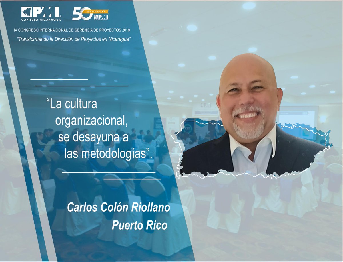 🌟🌟Al iniciar la semana compartimos una frase del Dr. CARLOS COLÓN RIOLLANO, quien desarrollará el taller: "CULTURA ORGANIZACIONAL DE PROYECTOS".

Te esperamos el 5 de septiembre en el IV Congreso Internacional de Gerencia de Proyectos 2019.

#mejoracontinua #pmief #apcon #pmi50