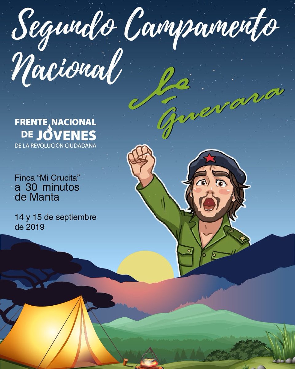 jovenesrc5v's tweet photo. "La Juventud tiene que crear, una Juventud que no crea es una anomalía realmente" Che

El 14 y 15 de Septiembre nos volvemos a encontrar para crear, construir ideas,divertirnos y seguir proyectando a futuro nuestra Revolución. 
@MashiRafael
#WambrasEnRevolución
#IICampamentoFNJ https://t.co/CrAG1LrzEk