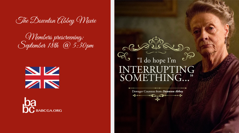 babcga's tweet photo. Tickets are still available for our #eventoftheyear, the #prescreening of #TheDowntonAbbeyMovie, open to #BABCmembers and guests, on September 18th, beginning at 5:30pm! Space is very limited!
https://t.co/dpF1bbMmZJ
#babcga #springscinemaandtaphouse #sandysprings #movienight https://t.co/S7pVWQ1MAL