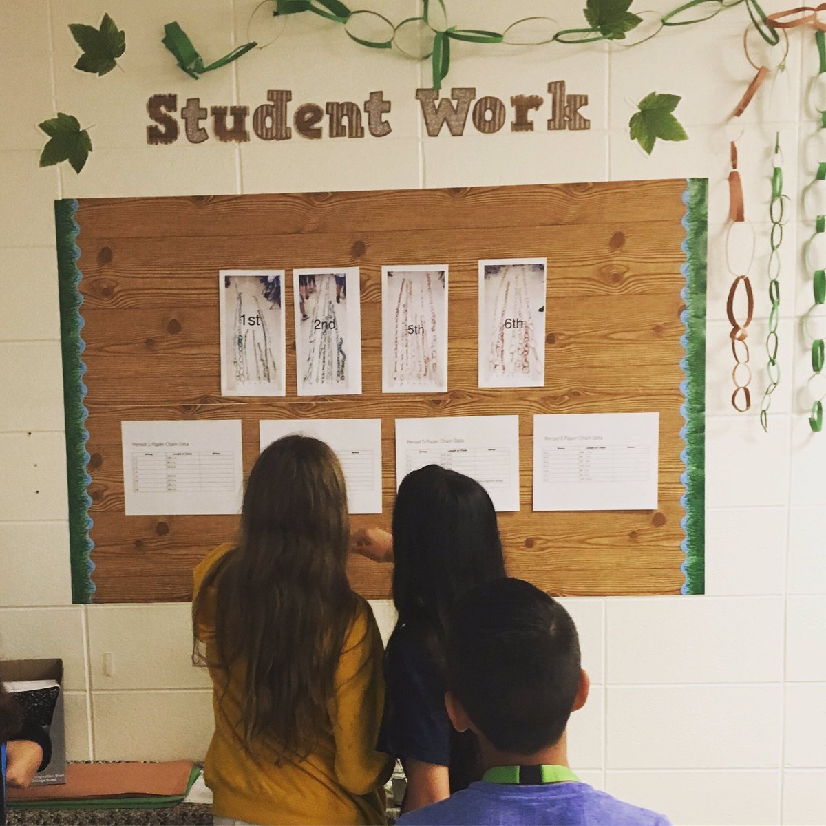 abhattacharyya6's tweet photo. I’m loving this excitement about analyzing data! The first thing these students did when they came to class is check out the data charts from Friday’s paper chain challenge.  #middleschoolengineering #scienceteachersofinstagram #scienceteacher #33cpride https://t.co/1fgyAyLTRA