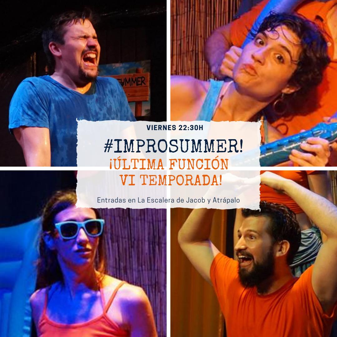 Calamburteatro's tweet photo. ¡Último #Improsummer! Ha sido una gran temporada de #verano, y vamos a festejarlo con Eme, Adriana, Rob y Elsa, empapándose de #impro, bailes y risas.
Ven a refrescarte al #teatro. Reserva tu entrada para este viernes en https://t.co/XScwVasEIU #ocio #cultura #Madrid https://t.co/SiNF0raAHM