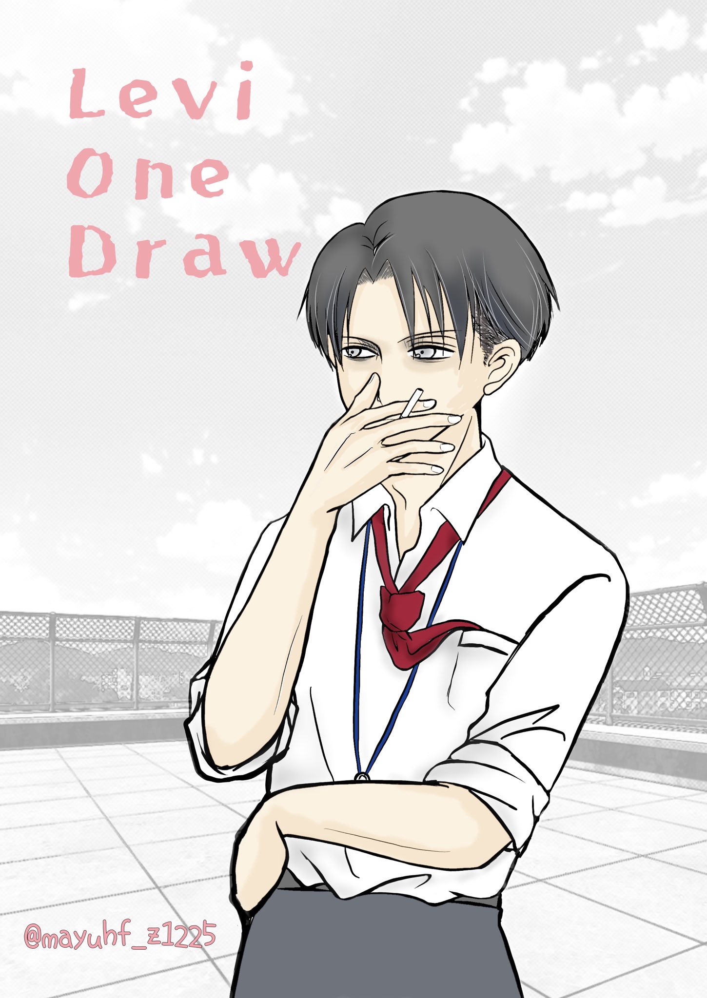 まゅり リヴァイ版深夜の真剣お絵描き60分1本勝負 お題 課長リヴァイ 少し遅刻参加です 22 30 23 30 徹夜明けのリヴァイ課長 素材お借りしました T Co 4t6iz7bohi Twitter