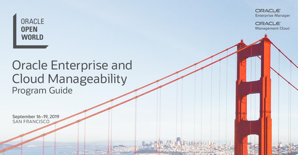 oracle_em's tweet image. Heading to #OOW19 this year? Check out the #OracleEM and #MgmtCloud Program Guide. Get the latest info on sessions, demos, hands-on labs and more. ora.cl/oe7Zv