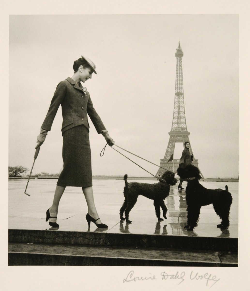 "Model in Dior Suit, Walking Poodles in Paris" (ca. 1940) illustrates the formal precision and irreverent sense of humor for which photographer #LouiseDahlWolfe was known. 🐕 #5WomenArtists #InternationalDogDay

Learn more → nmwa.org/works/model-di…
