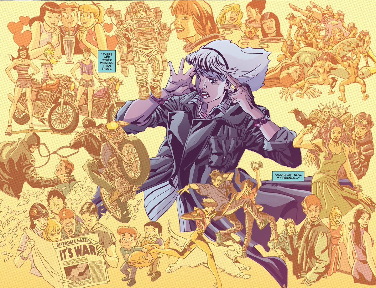 🤯

<a href="/DenofGeekUS/">Den of Geek News!</a> has an exclusive look inside JUGHEAD THE HUNGER VS. VAMPIRONICA #4 featuring this incredible double-page spread that reveals the Archie multiverse: bit.ly/archieversejth4