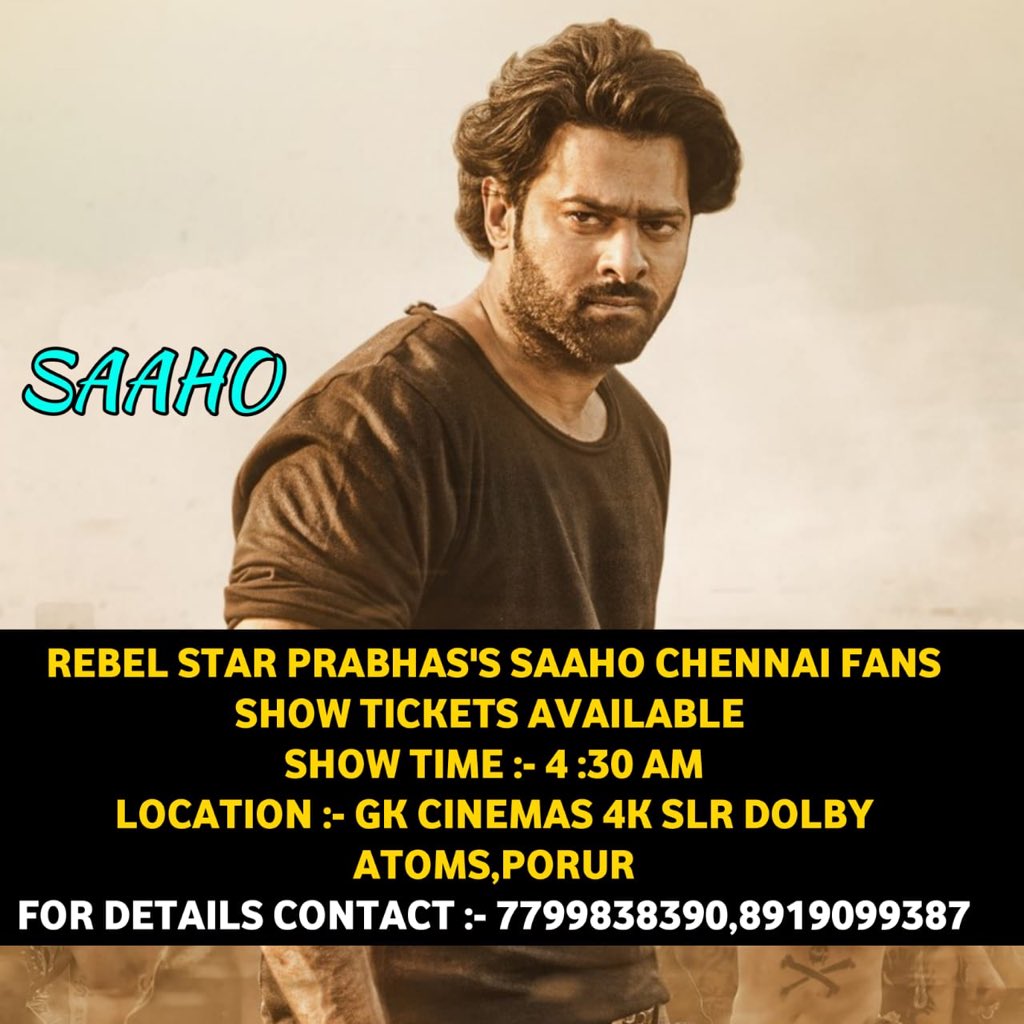 sahoo premier show tickets