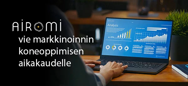#AiRomi vie markkinoinnin koneoppimisen aikakaudelle. 

Koneoppimisen hyödyntämisestä markkinoinnissa on puhuttu paljon. Nyt markkinointi- ja teknologiaosaamista on yhdistetty tavalla, jota Suomessa ei ole aiemmin tehty.
#Tekoäly airomi.fi