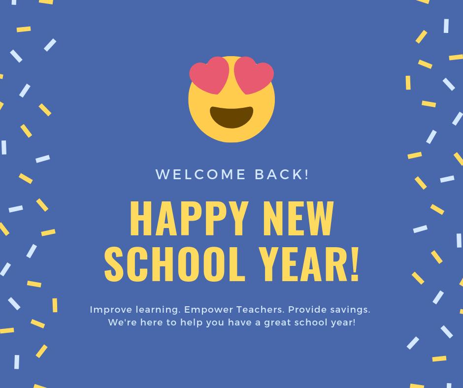 antbuza's tweet photo. Welcome Back &amp; Happy New School Year! Improve Learning. Empower Teachers. Provide Savings. We’re here to help you have a great school year! https://t.co/aQ1vGSdcN0