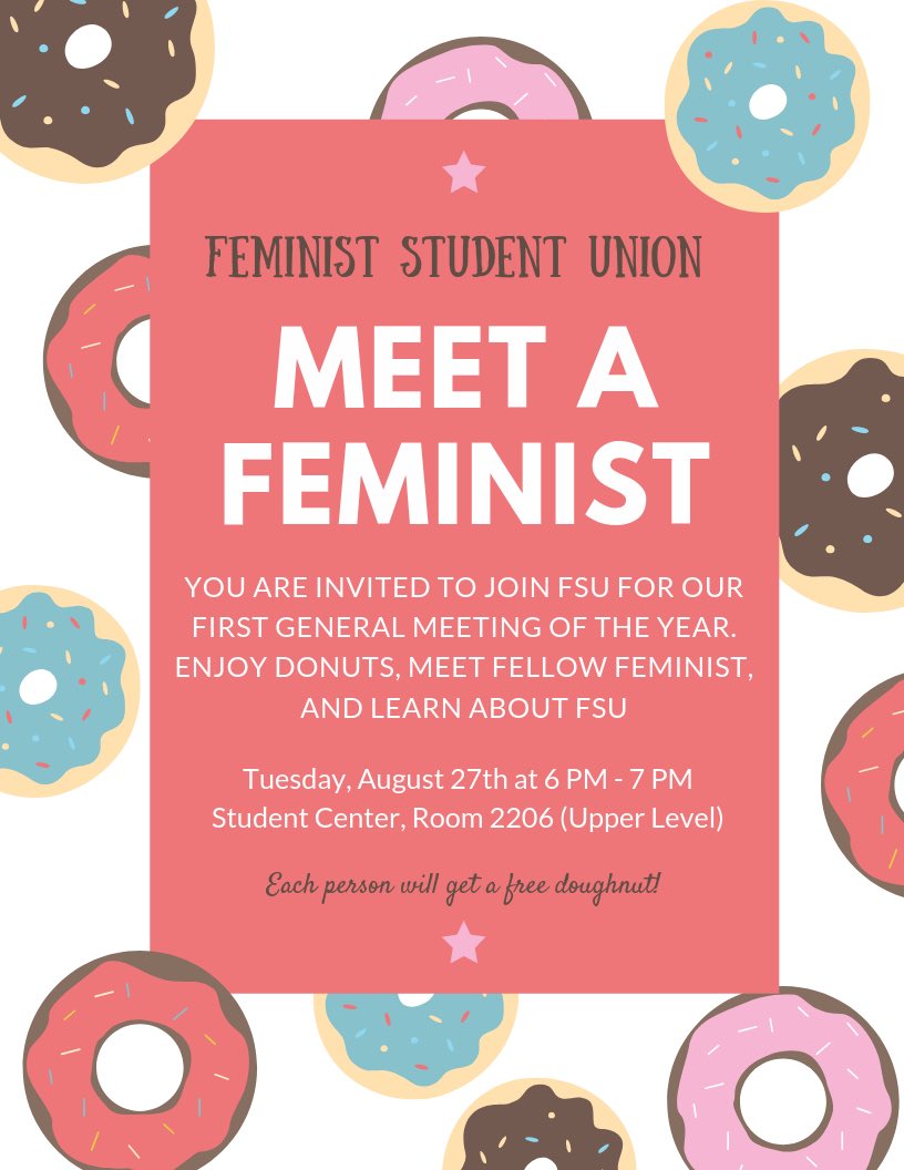 Come on down to the upper level of the student center in room 2206 TOMORROW for FSU’s first general body meeting! 
We can’t wait to meet you!