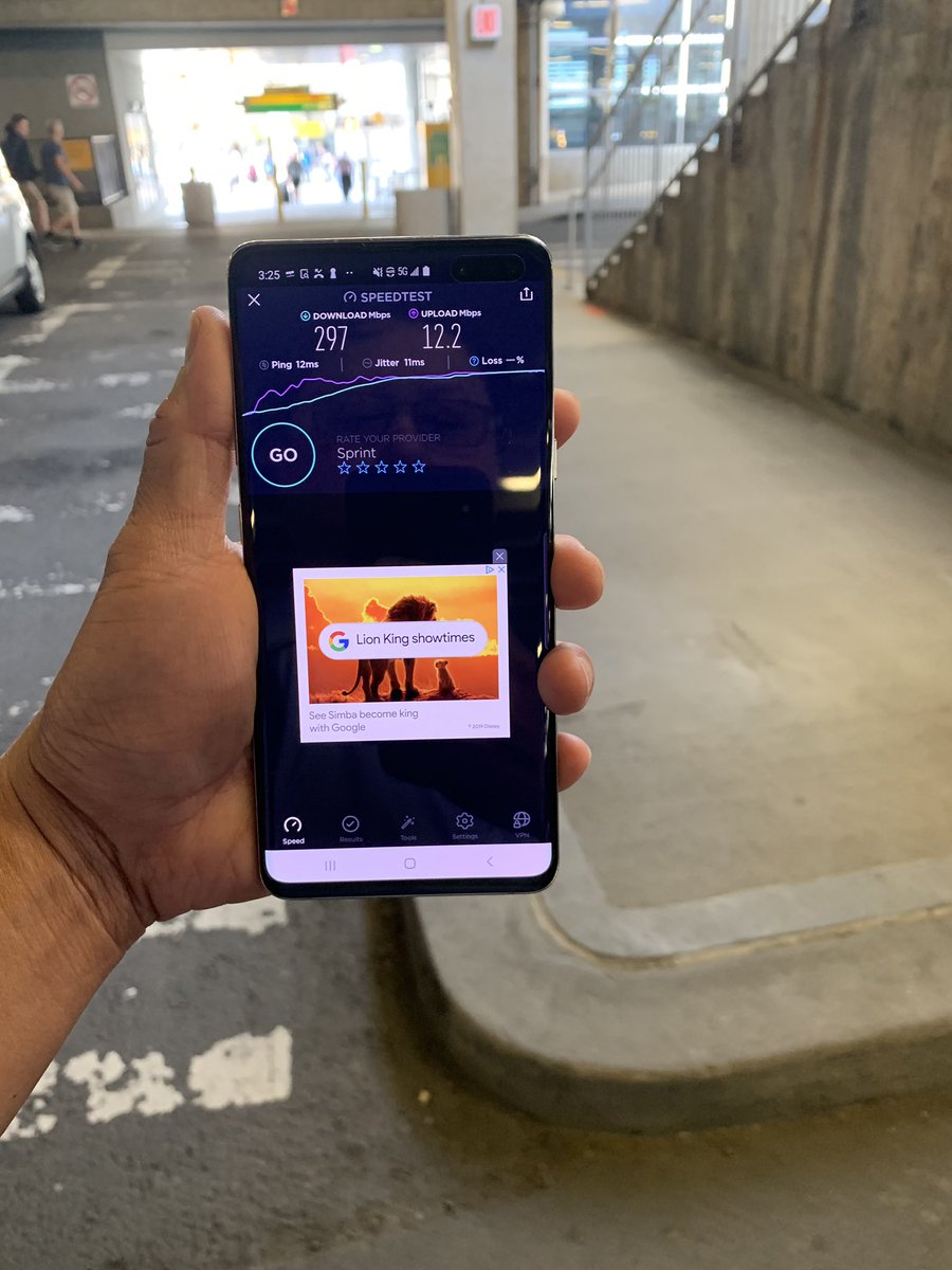JohnSaw's tweet photo. Just landed at JFK and my #Sprint5G phone is already screamin’ fast.  Can’t wait to launch #NYC ! https://t.co/6mimQtiRJY