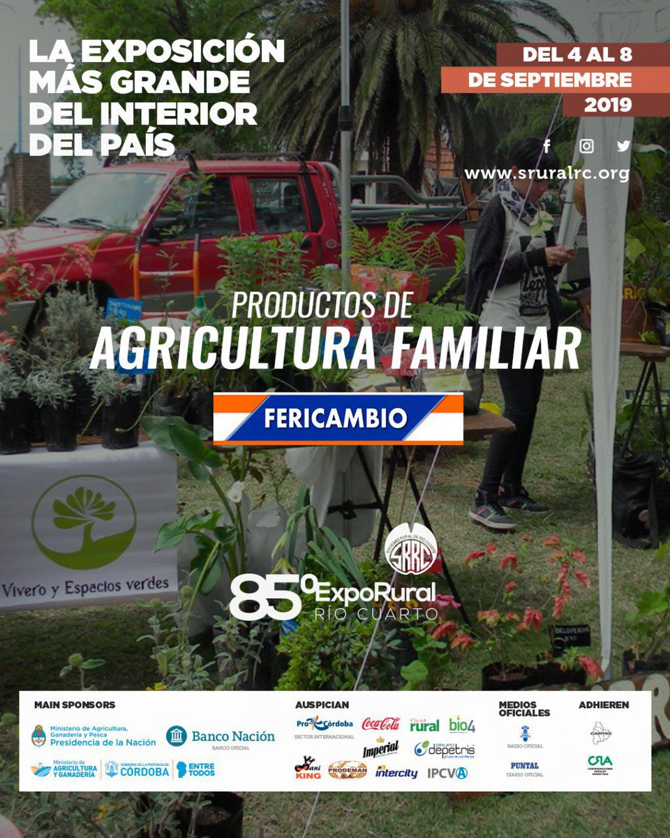 CampoDirecto's tweet photo. #Fericambio
Productos de agricultura familiar.
Organizado en conjunto por la @sruralriocuarto, el @intaargentina y la delegación del Gobierno de Córdoba Río Cuarto.
Con presencia del Consejo Económico y Social. https://t.co/lLpv44aml6