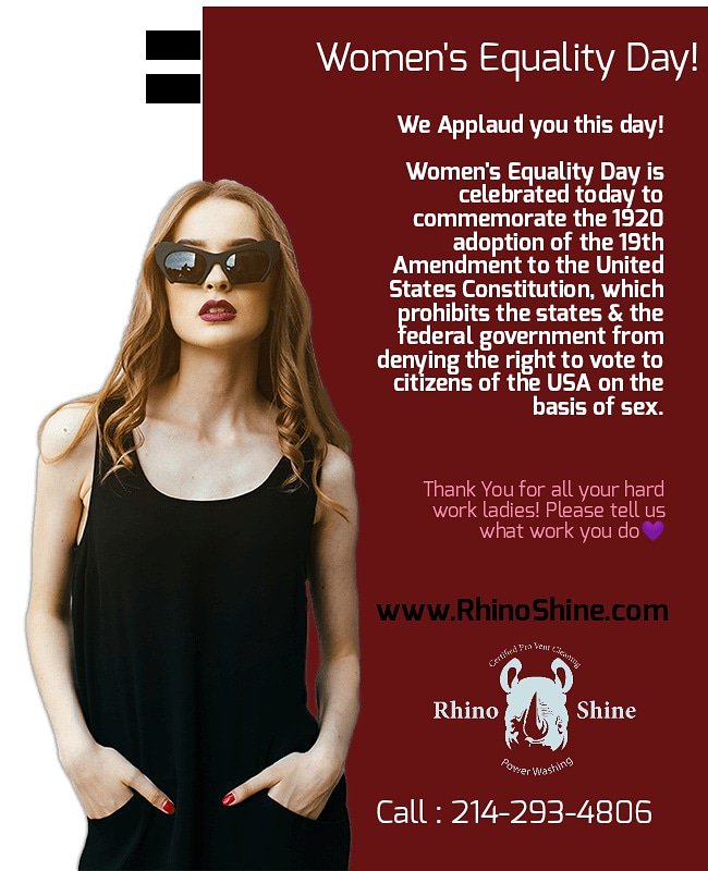 RhinoShine's tweet photo. We Applaud the Women who constantly grind! #Equality #EqualPay #WomensEqualityDay2019 #WomensEqualityDay #degrease #Powerwashing #shine #Diamonds #MondayMotivaton #mondaythoughts https://t.co/vfZEm7ErpZ