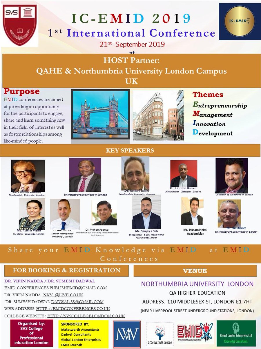 SanjaysahFCCA's tweet image. International Conference on Entrepreneurship, Management, Innovation, and Development- 2019 (IC-EMID 2019) to be held in London on 21st Sept 2019. #internationalconference #emid #IC-EMID 2019 #entrepreneurship #london #innovation