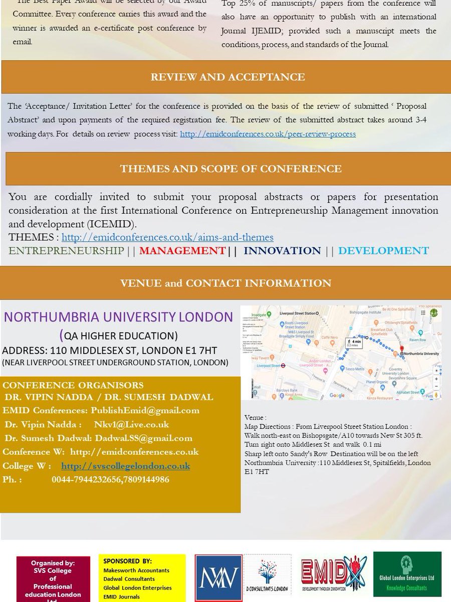 SanjaysahFCCA's tweet image. International Conference on Entrepreneurship, Management, Innovation, and Development- 2019 (IC-EMID 2019) to be held in London on 21st Sept 2019. #internationalconference #emid #IC-EMID 2019 #entrepreneurship #london #innovation