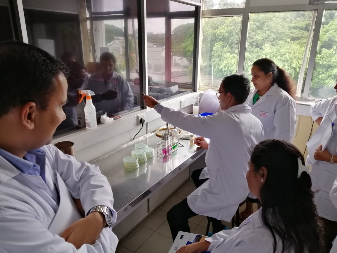 UNIDO_LK's tweet photo. Over the next 3 days, @UNIDO_SriLanka delivers practical training on #mediaqualitycontrol and #referenceculture maintenance at the Industrial Technology Institute's microbiology lab. Today, we are joined by 13 participants from #MRI, #NARA, #SLSI, #ISB, #NIHS and #IDB. https://t.co/p0dCM2p7Vj