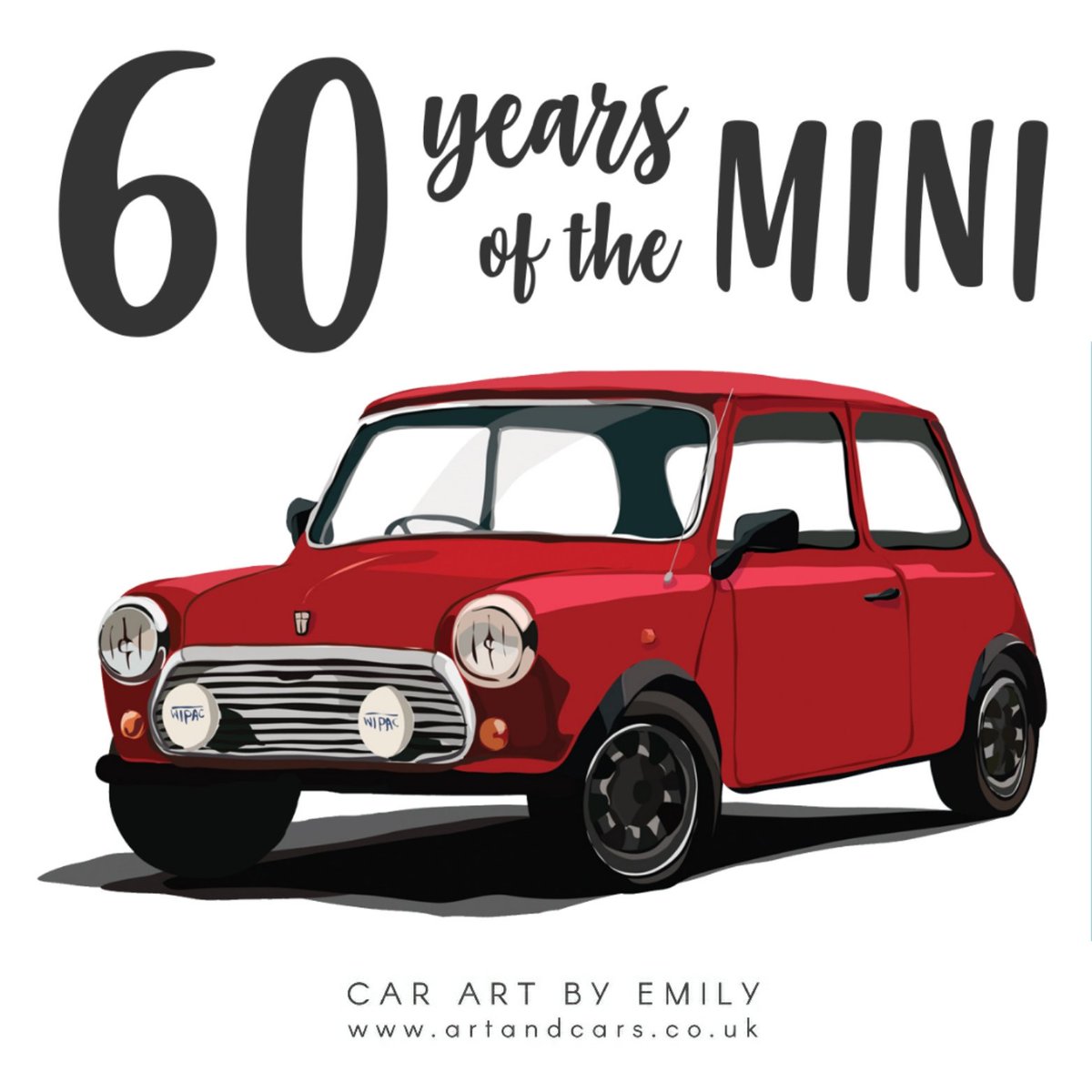 60 years of the Mini 🎉 Here's a commission I did of one a couple of years back #art #illustration #carart #mini #classicmini #60yearsold #mini60years