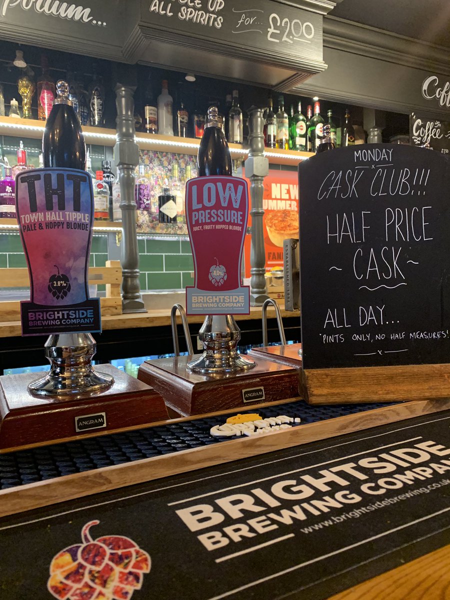 thtmcr's tweet photo. What better way to spend your bank holiday Monday than sipping on some tasty tipples from Brightside; and to treat you even more, they’re half price all day! #Brightside #THT #LowPressureBlonde @BrightsideBrew https://t.co/bxphpal5sj