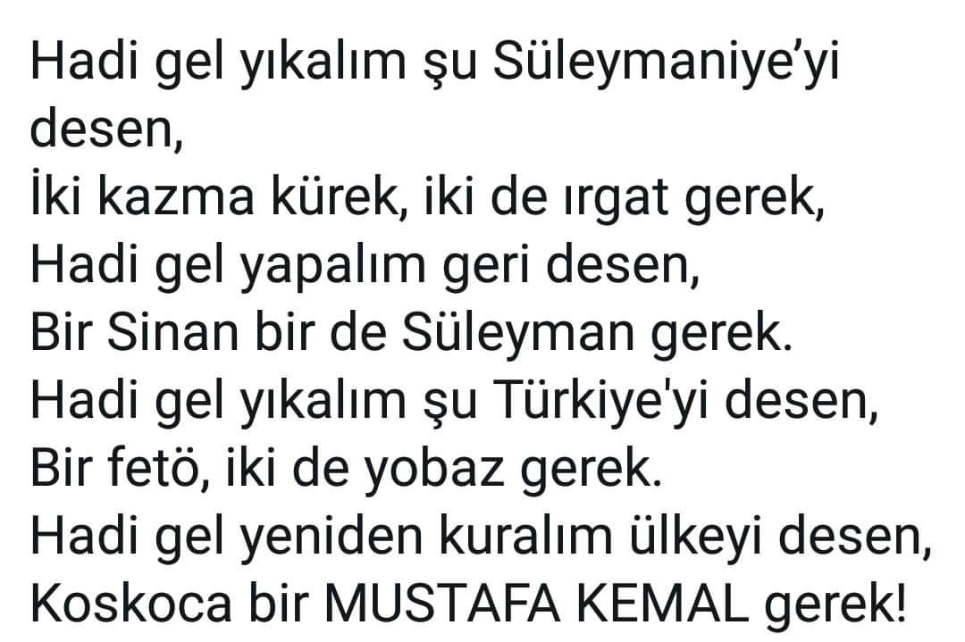 ... Hadi gel yeniden kuralım ülkeyi desen ,Koskoca bir MUSTAFA KEMAL ATATÜRK gerek ❤️😎💪
