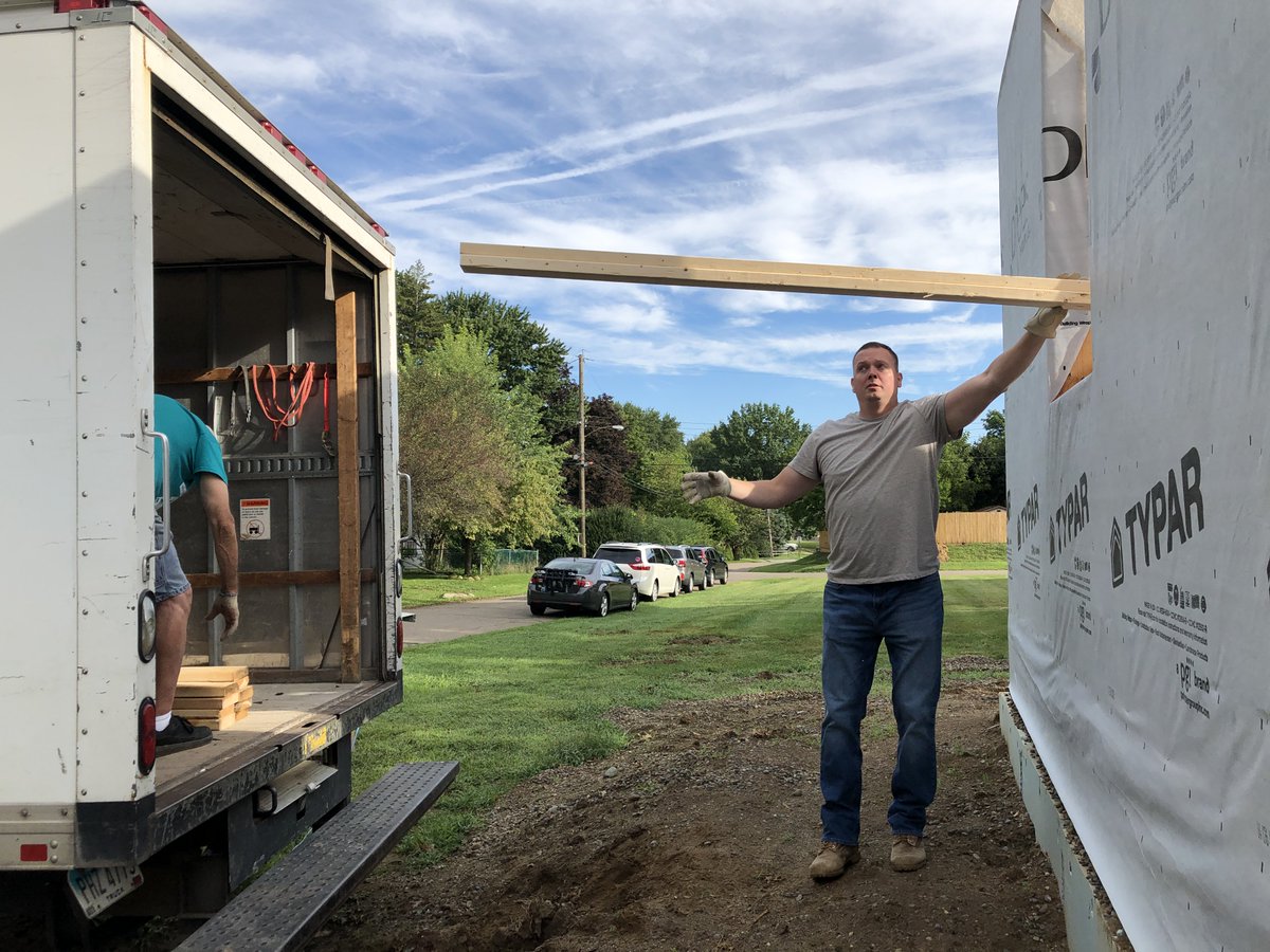 ACHResearch's tweet photo. Not only are we building a culture of research, we're building houses! Our Vice President of Research Administration, James Brazeal, volunteered at the Habitat for Humanity East Avenue Project in Kenmore with other staff from @AkronChildrens . Great work, James! #ACHResearch https://t.co/zTFZoOFj58