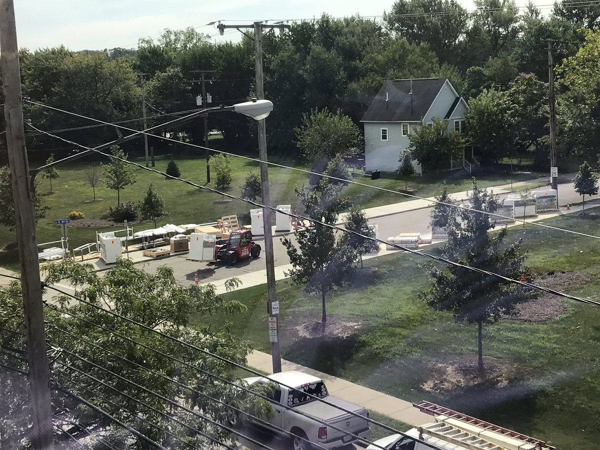 This mornings lab meeting got interrupted as we realise our new labs fumehoods are being delivered outside the window! Getting close...