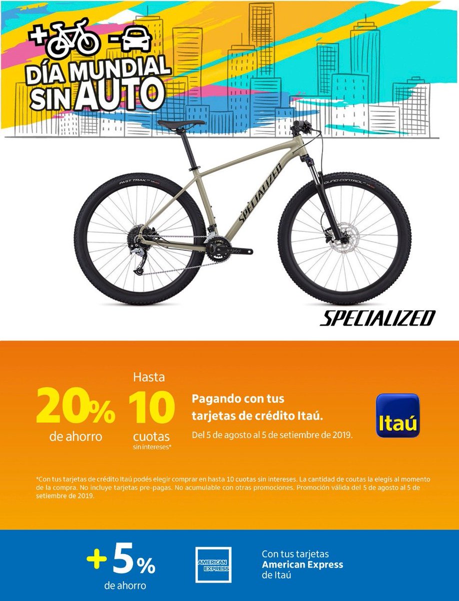 CyclesportSA's tweet photo. 🔴 Durante el mes de Agosto hasta el 5 de setiembre aprovecha 🤑el descuento con tu tarjeta de Crédito de Itaú. Rockhopper Comp 29 Antes:US$8️⃣7️⃣0️⃣Ahora US$ 6️⃣9️⃣6️⃣
Celebrá el Día Mundial Sin Auto 8va Edición con bici nueva!!🚴‍♂️💨 ➕🚲➖🚘 #DMSA2019 #DemosleUnRespiroAlPlaneta 🌬🌎 https://t.co/RGPHKrsPrk