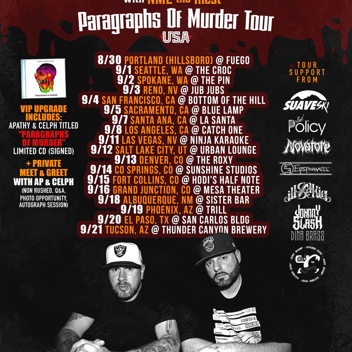 WESTERN USA: @ApathyDGZ + @CelphTitled hit the road beginning this FRI (8/30) in Portland, OR - Don't miss out!