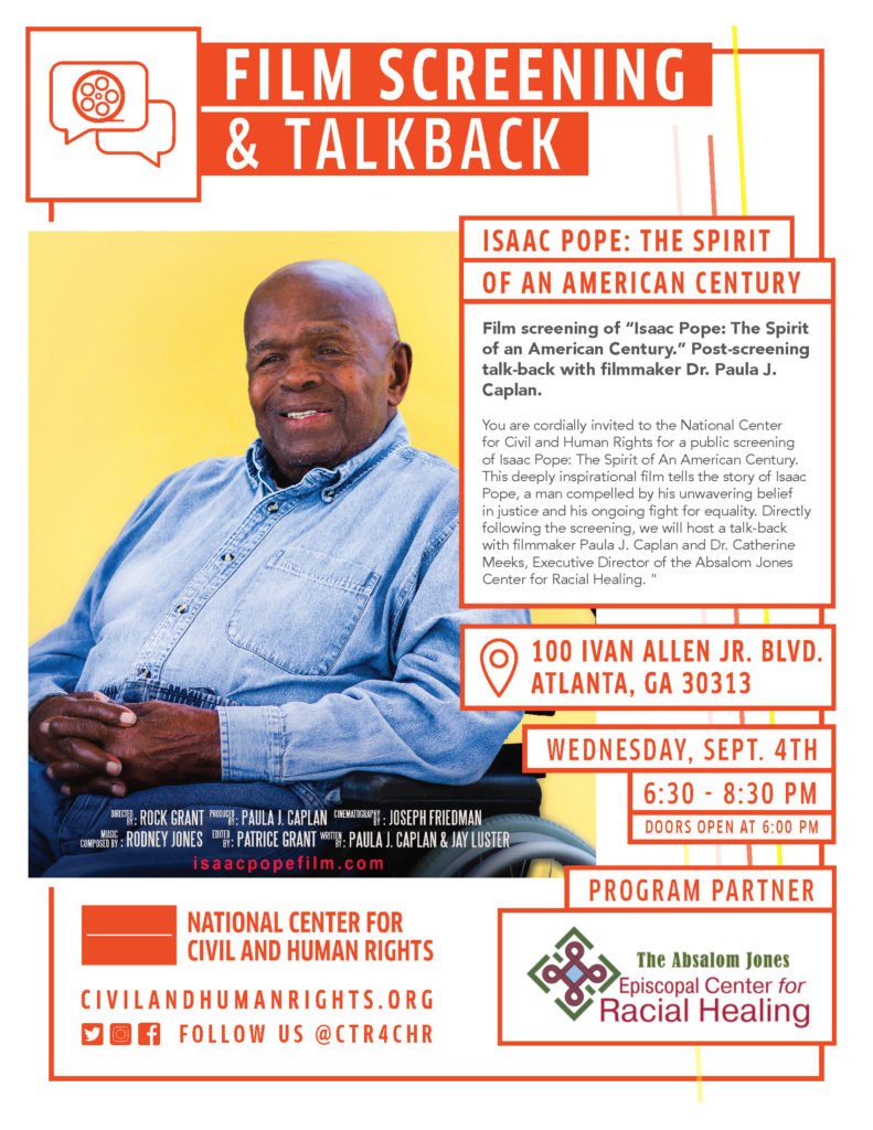 Ctr4CHR's tweet photo. Screen and discuss "Isaac Pope: The Spirit of an American Century" September 4th at The Center with filmmaker @PaulaJCaplan and Dr. Catherine Meeks with @absalomjones_ec

RSVP here: https://t.co/jc4esnZGQ5
#FeelThePower #HumanRightsFilms https://t.co/uW2tMQzdwd