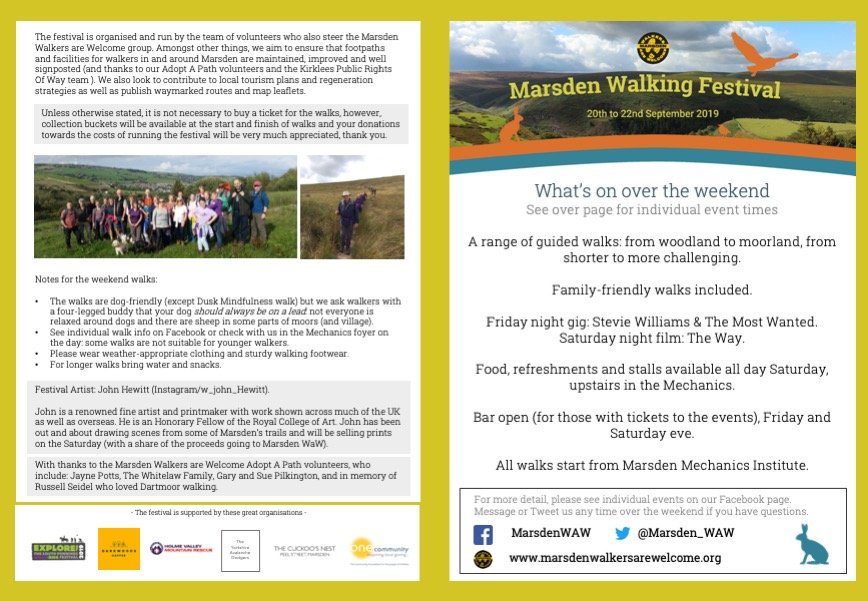 Marsden_WAW's tweet photo. The Itinerary for the Walking Festival weekend is now ready.. download the PDF here. See you soon!  #Marsden #Saddleworth #walkingfestival #ColneValley #WestYorkshire 

https://t.co/wrA8oklnWx https://t.co/xZm9xepQ8F