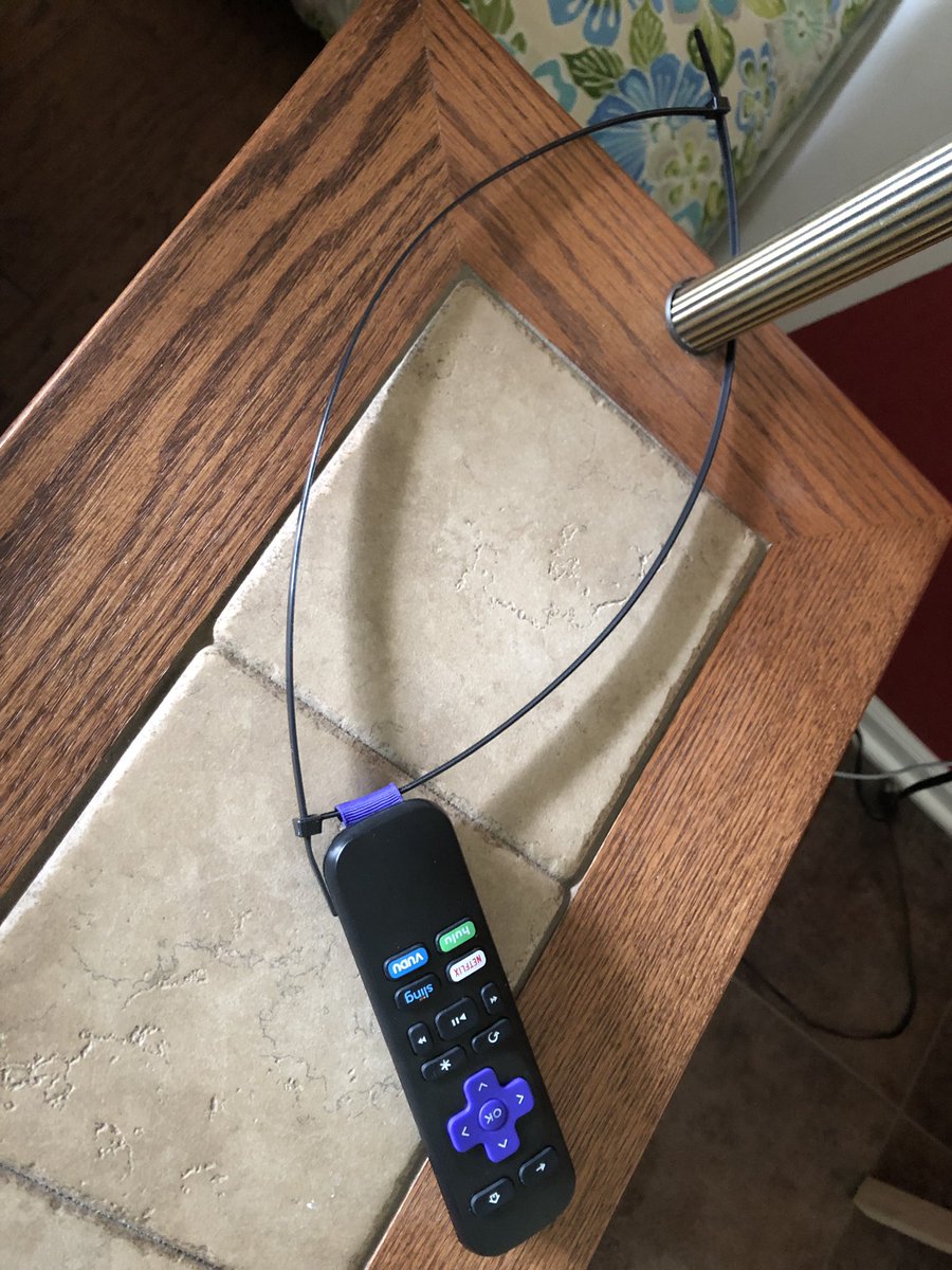 The Roku remote will never be “lost” again... just another problem solved by @mini_farmer 😊.  #parentingsolutions
