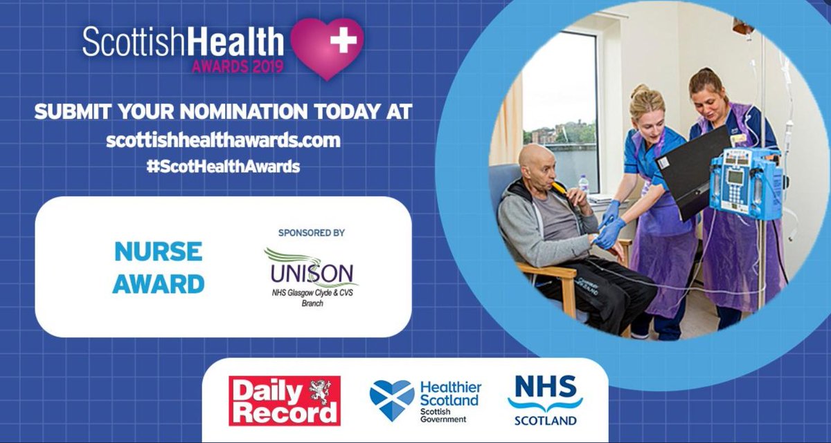 NHS_Lothian's tweet photo. Is there a nurse that's gone the extra mile and provided high quality and compassionate care for you or your family? Nominate them for the #ScotHealthAwards Nurse Award 🏆 at https://t.co/kicDwjXvEj and tell us what made it so special. https://t.co/MZBNKinzAL