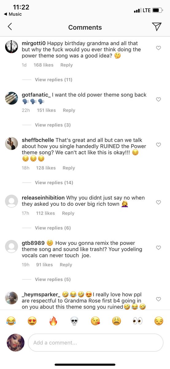 cater2liz's tweet photo. Trey Songz wished his grandma a happy birthday on Instagram and niggas are DRAGGING him in the comments about the #Power theme song 😂💀 https://t.co/jRONZMCOWf