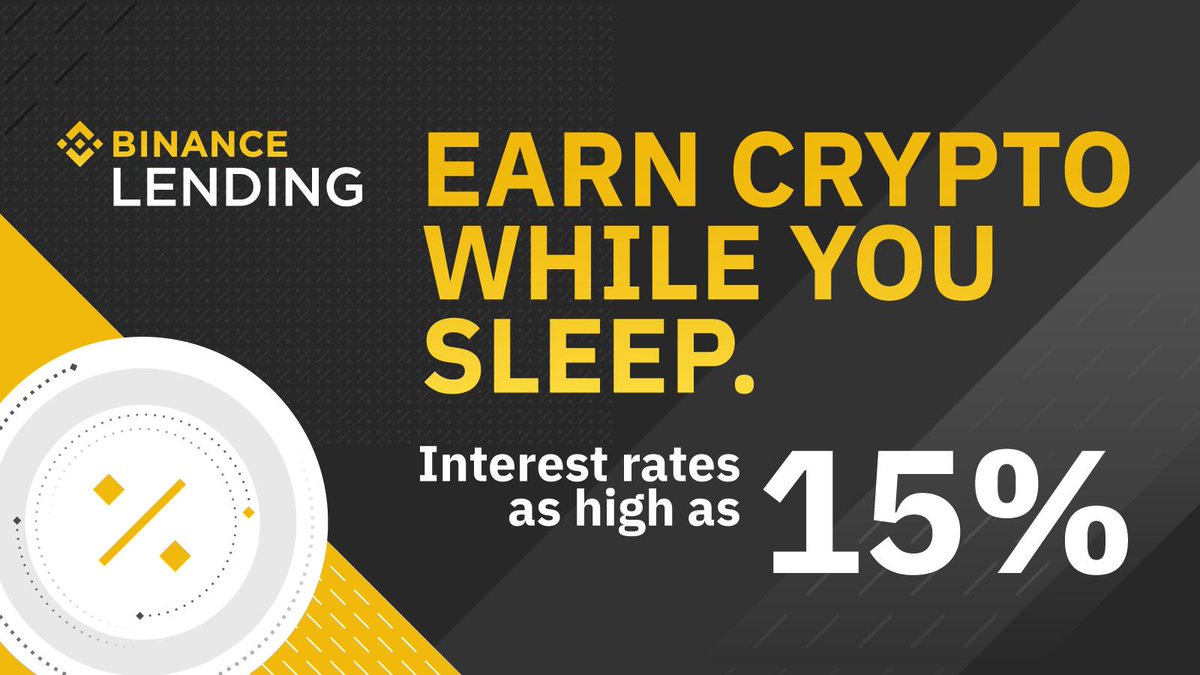 Earn #Crypto while you sleep💤 #Binance Lending The Simple Way to Lend &  Earn Grow your crypto balance, regardless of how the market moves. Lend  $BNB at a 15% APR!💰 (BNB loaned
