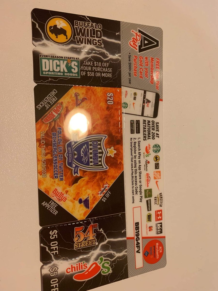 Columbia boys soccer players are selling these coupon cards to raise money for their program. Contact a player for purchase! Go Eagles!