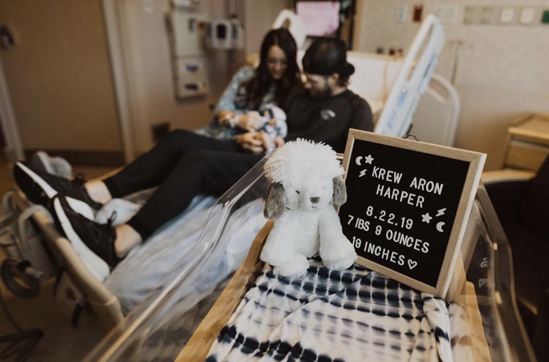 Phillies's tweet photo. Congratulations to the Harpers on the birth of their son, Krew! 💙

(via @bryceharper3) https://t.co/hCv50DaozC