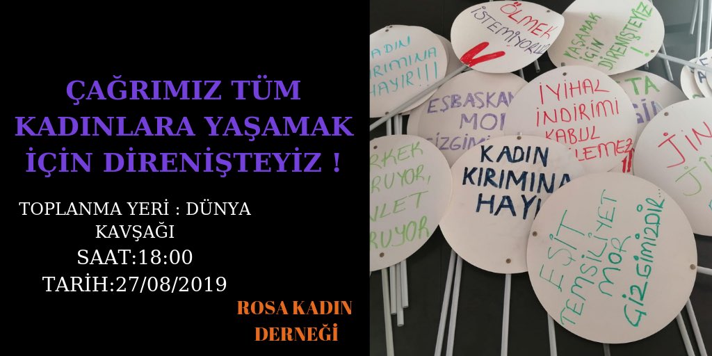 rosakadinderne1's tweet photo. Yarın saat 18:00 de Amed Dünya Kavşağı’nda toplanarak Kadın katliamlarına karşı yürüyoruz ! @TJAMerkez @AmedKadin @ihdamedkadin @OzgurGencKadin @SosyalistKadin @hdpgenckadin @CHPKadinKolu @HDPkadin @DutagacD @dbkadinhaklari @Amedkadin1 @sesamed21 @KBGuclu @kadinmeclisleri https://t.co/1WTljQI77r