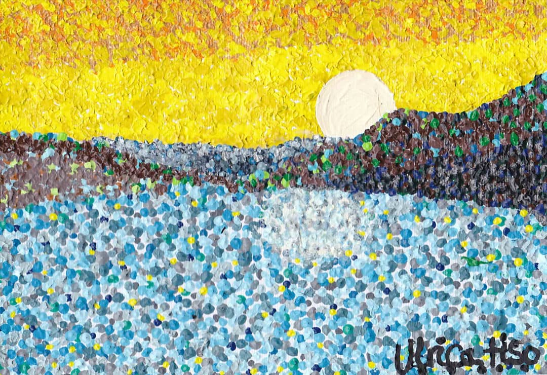 'Somewhere In The mountains'
#seascape #acrylic #arteza #pointillism #mountains
#inspirationall #abstractart #newartistspotlight #artistwithautism #artistoninstagram #ArtistOnTwitter #painting #artist 
#dorsetartists #autismawareness  #discoverartists
instagram.com/u.millie_art/