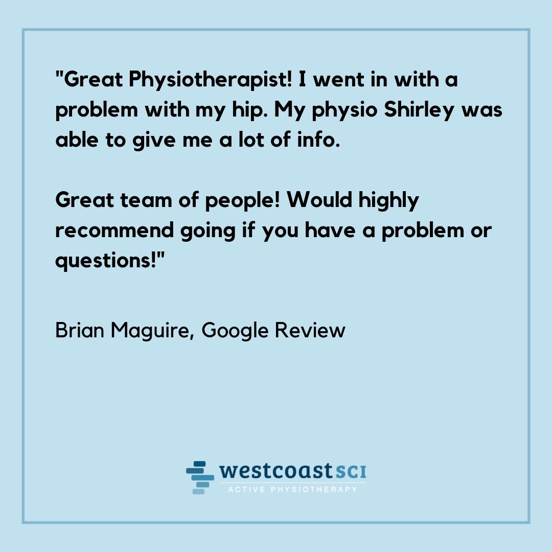 WestcoastSCI's tweet image. We love hearing good news from our clients! Our one-on-one approach to #physiotherapy is designed to best educate and inform our clients on every step of their treatment. #westcoastsci #activephysio

☎️ (604) 500-7811
🌐 westcoastsci.com