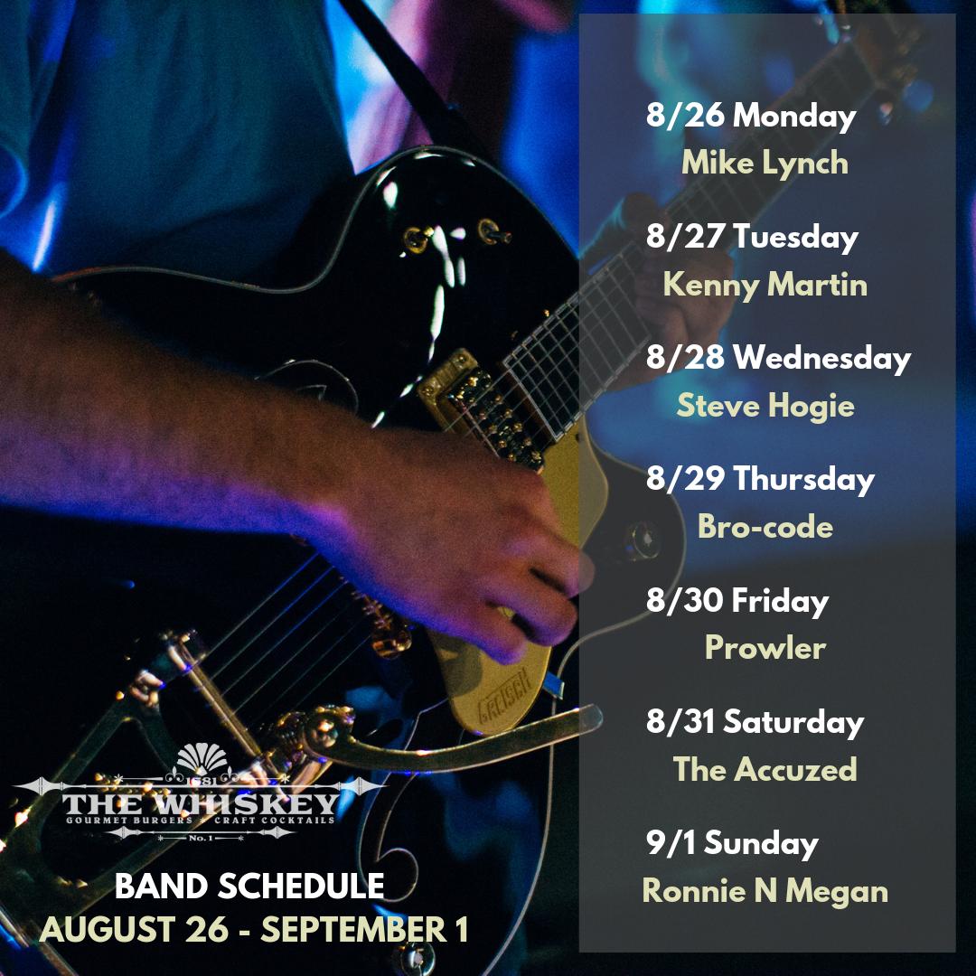 This week's live music line up #downatthewhiskey #livemusicorlando #orlandorestaurants #bestburgersintown #thewhiskey #orlandomusic
