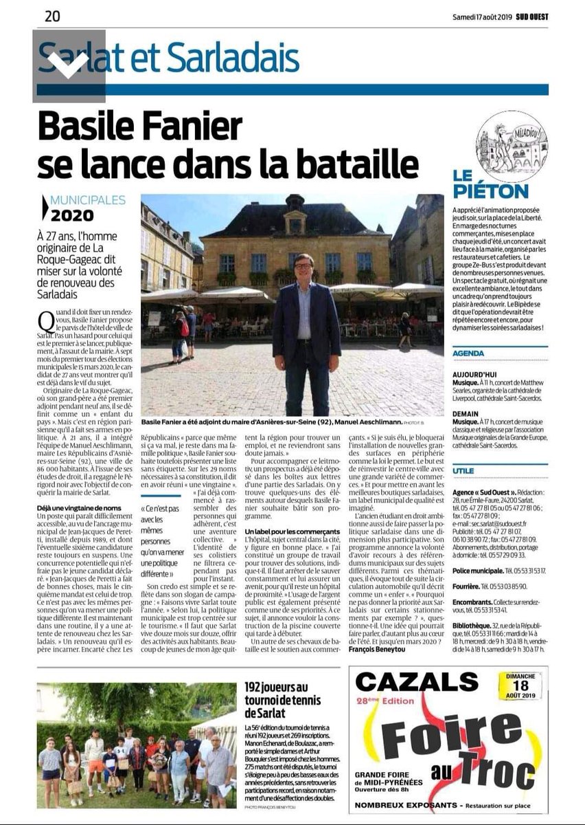PierreMarceteau's tweet photo. Une nouvelle génération d’élus doit émerger en Dordogne pour redynamiser ce département. C’est donc une très bonne nouvelle que @basilefanier, enfant du pays et jeune chef d’entreprise s’engage pour les #Municipales2020 à #Sarlat ! https://t.co/W50zoOTuxg