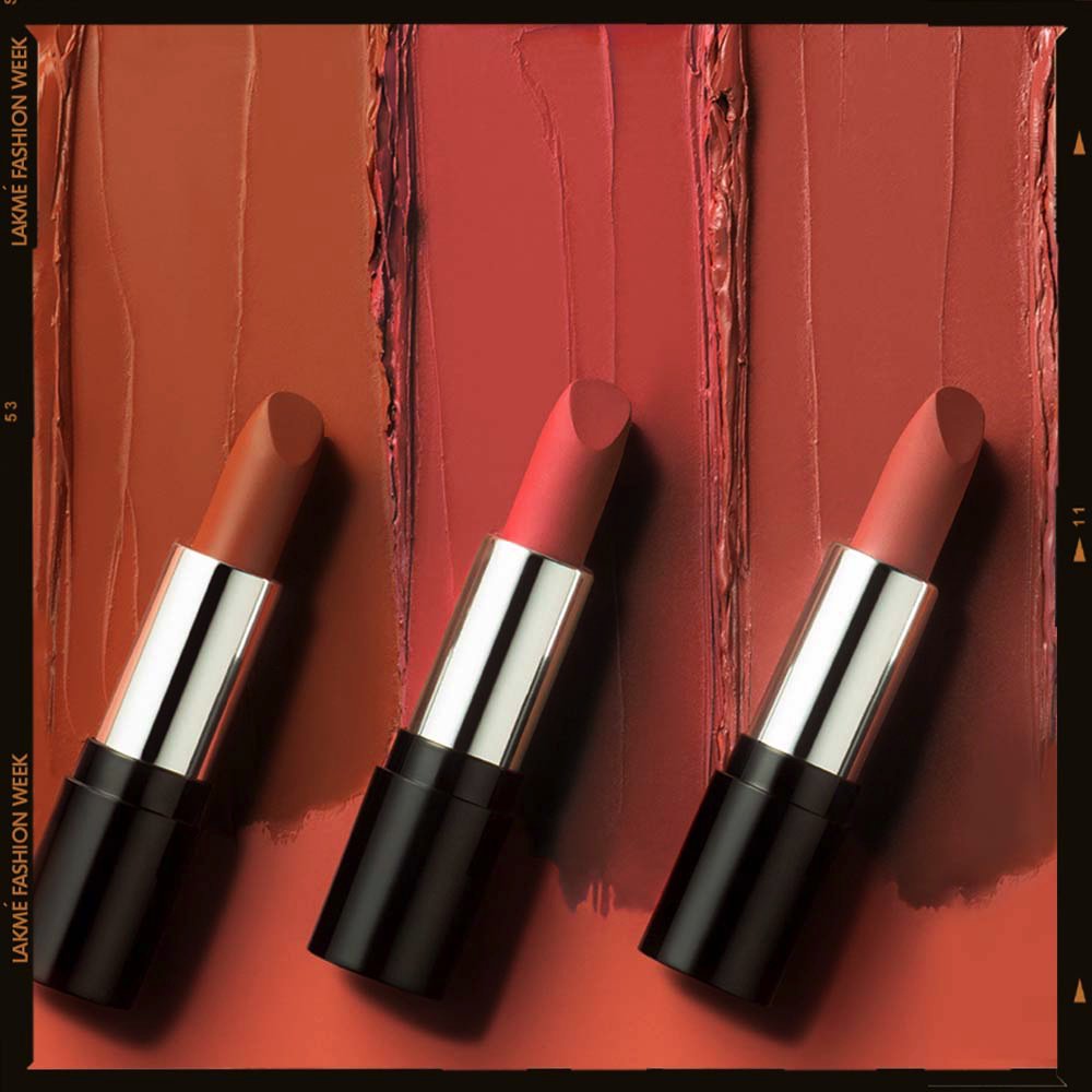 ILoveLakme's tweet photo. The show stoppers have arrived. The launch of the Lakmé Absolute Matte Revolution range at this year's @lakmefashionwk has been a huge success.
The finale may be done, but we've only just begun.
Shades (L-R):
Brazen Caramel.
Coral Kiss.
Vintage Rust.
#Lakme #MatteRevolution https://t.co/WklrAtSlqq