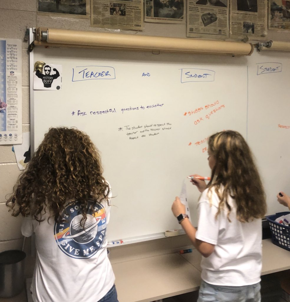 JNeitzel304's tweet photo. Ending the first week with 8th graders creating class expectations for the 2019-2020 school year. #backtoschool @Geneva304 https://t.co/n99voEVfP5