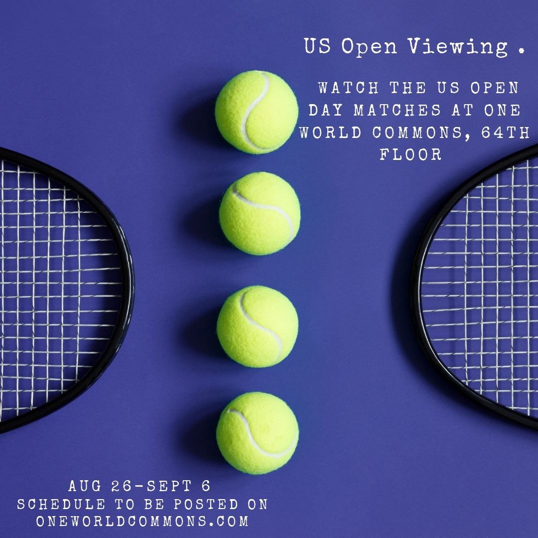 OneWTC's tweet photo. Starting today, #OneWorldCommons will be hosting the US Open viewing in the Commons Café. Take a break and go cheer on your favorite players! #lovewhereyouwork https://t.co/pO1UAoXkYl