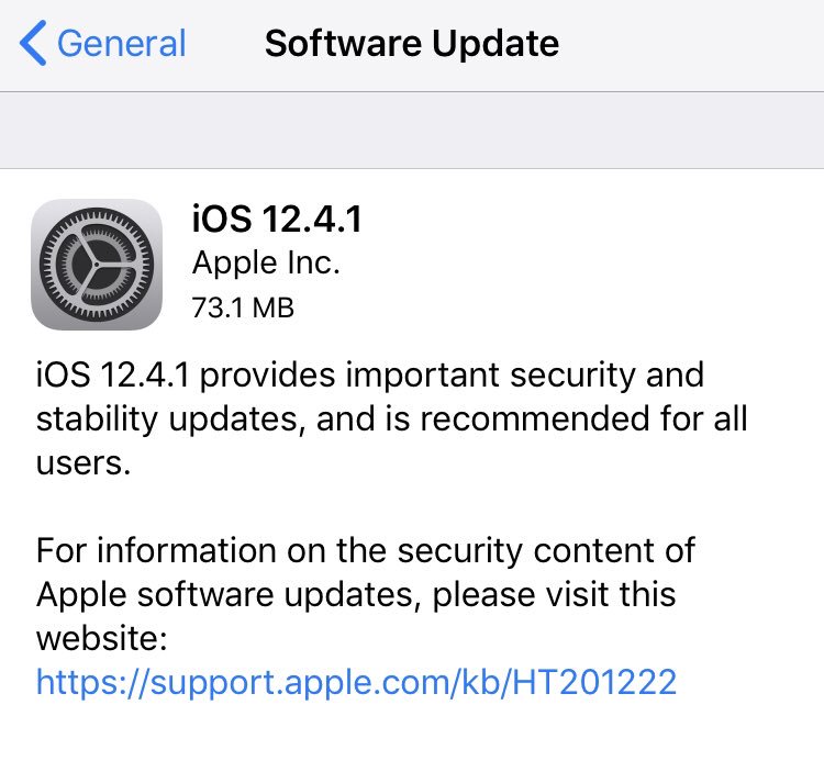 4JeffBrown's tweet image. 12.4.1 is out #iOS124 #iPhone