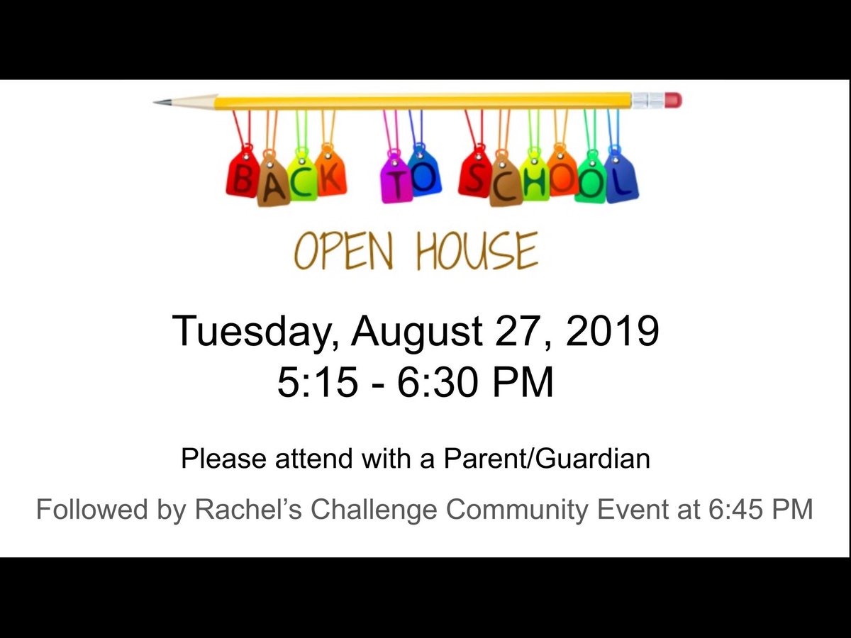 Don’t forget - HAHS Open House and Rachel’s Challenge Community Event tomorrow evening!