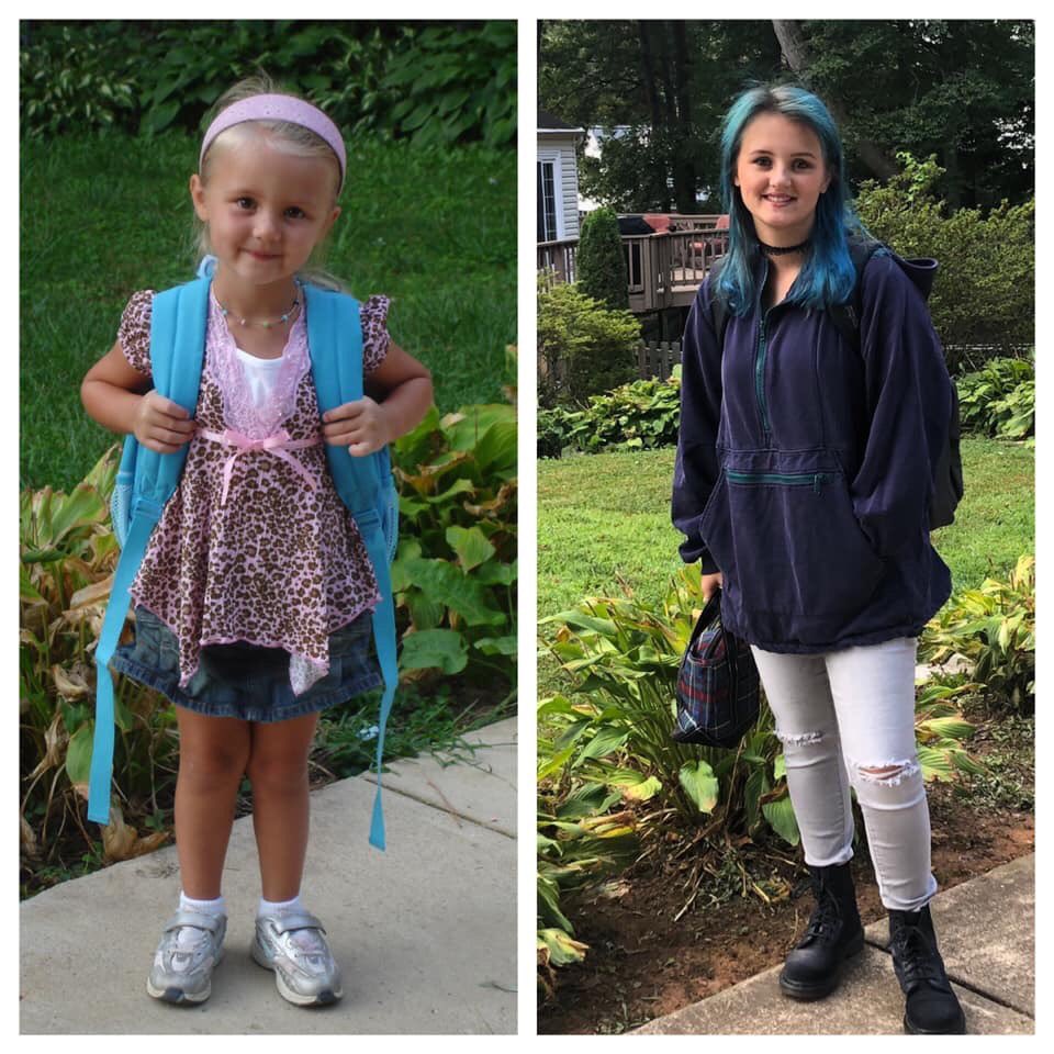 abctec's tweet photo. @fcpsnews #firstdayfairfax my daughter’s first day of kinder and first day of 12th grade TODAY! #shesaSENIOR @FCPSLBSS https://t.co/5knV4n8yAP