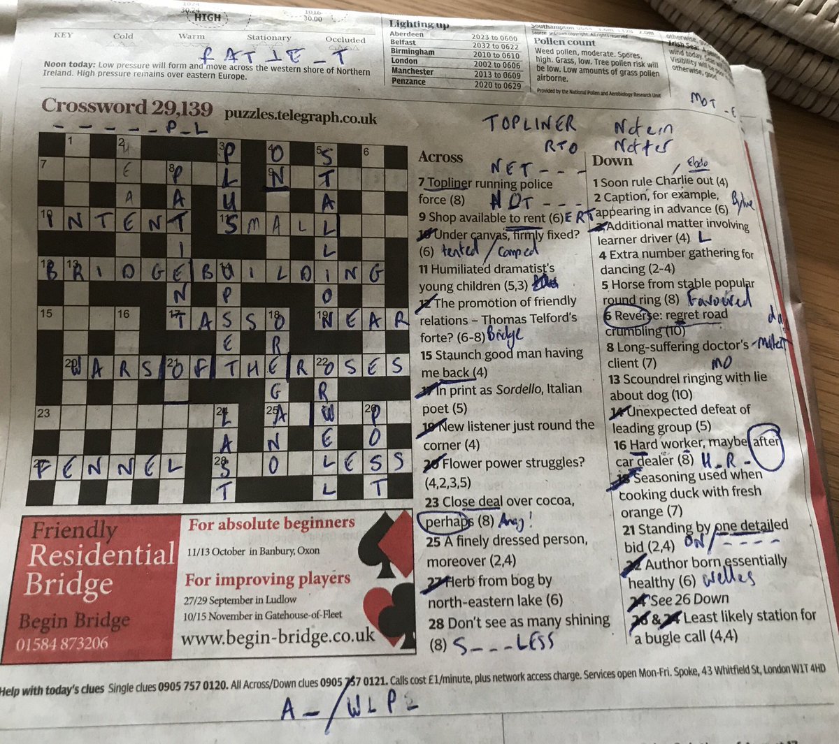 Nothing says #BankHolidayMonday like spending morning at the walk-in centre/children’s A&E. Miss J fine if a little (a lot!) off form. On serious note, any illness in family is bad for my #mentalhealth - hence taking refuge in continuing my #crypticcrossword education! #learning