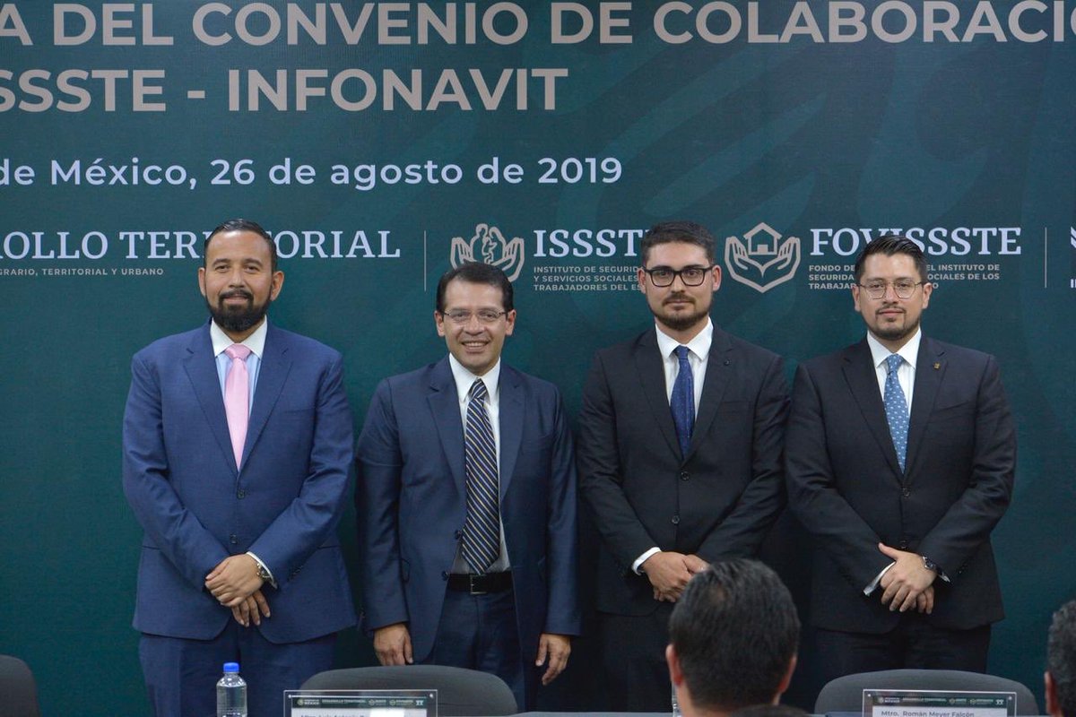 LuisAntoRamirez's tweet photo. Un paso más para apoyar el acceso a una vivienda digna para los trabajadores del estado. Agradezco al Srio de Sedatu  @MeyerFalcon al Dir de Infonavit @carlosmartinezv y al Vocal de @FOVISSSTEmx Agustin Rodríguez por esta Iniciativa hecha realidad. @ISSSTE_mx https://t.co/yS5DGgQIBN