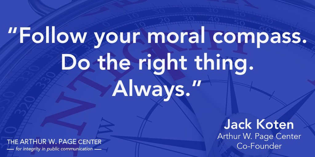 ThePageCenter's tweet photo. Advice for all the students who are starting the semester today from #PRLegend and Page Center co-founder Jack Koten. #integrity #psufirstday https://t.co/PoF5TSXcR0