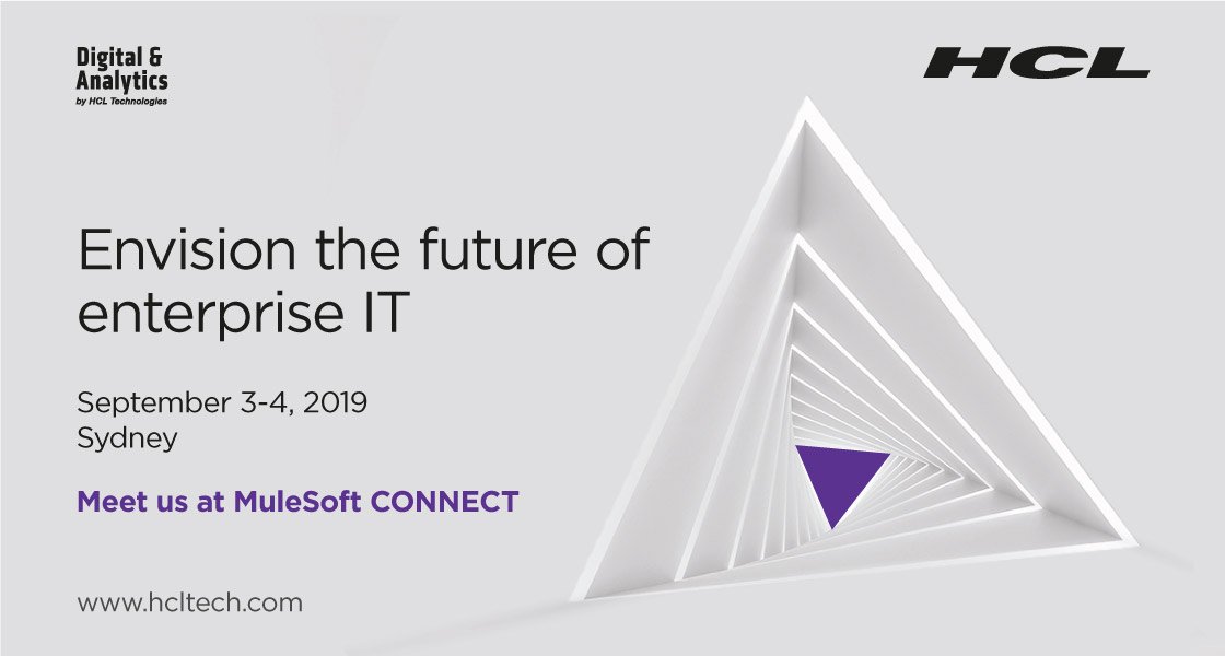 Meet our experts at #MuleSoftConnect 2019, Sydney, for insights on the future of #IT and #DigitalTransformation. bit.ly/2ZbFMuv #ScaleDigitalwithHCL